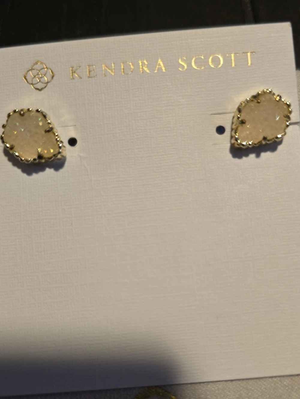 Kendra Scott Drusy Ellie Gold Stud Earrings in Ivory Mother-of-Pearl